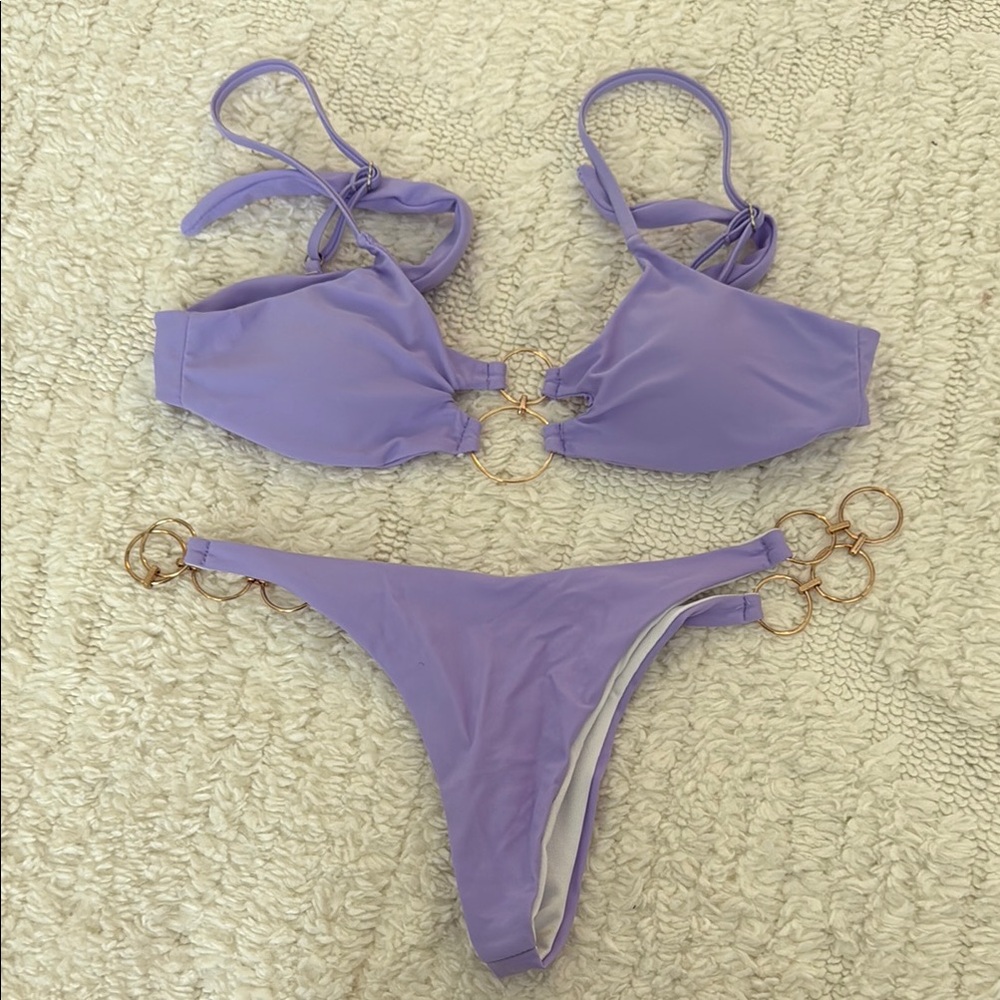 Lavender Bikini Set with Gold Accents